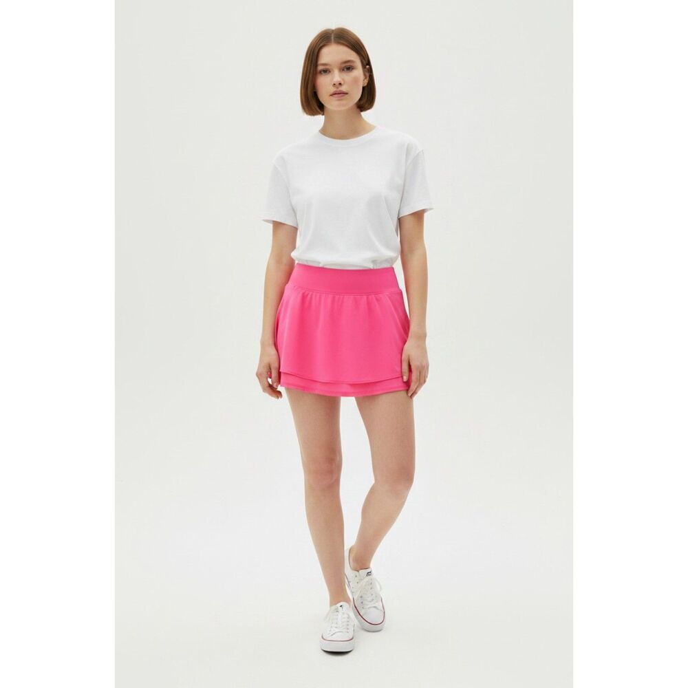 90 Degree By Reflex Pink Flowy Athletic Skort Tiered Tennis Pickleball Skirt L
